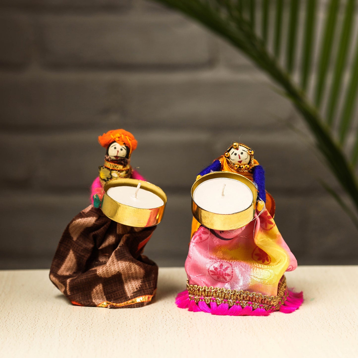 Rajasthani Puppet Couple Handmade Tealight Candle Holders