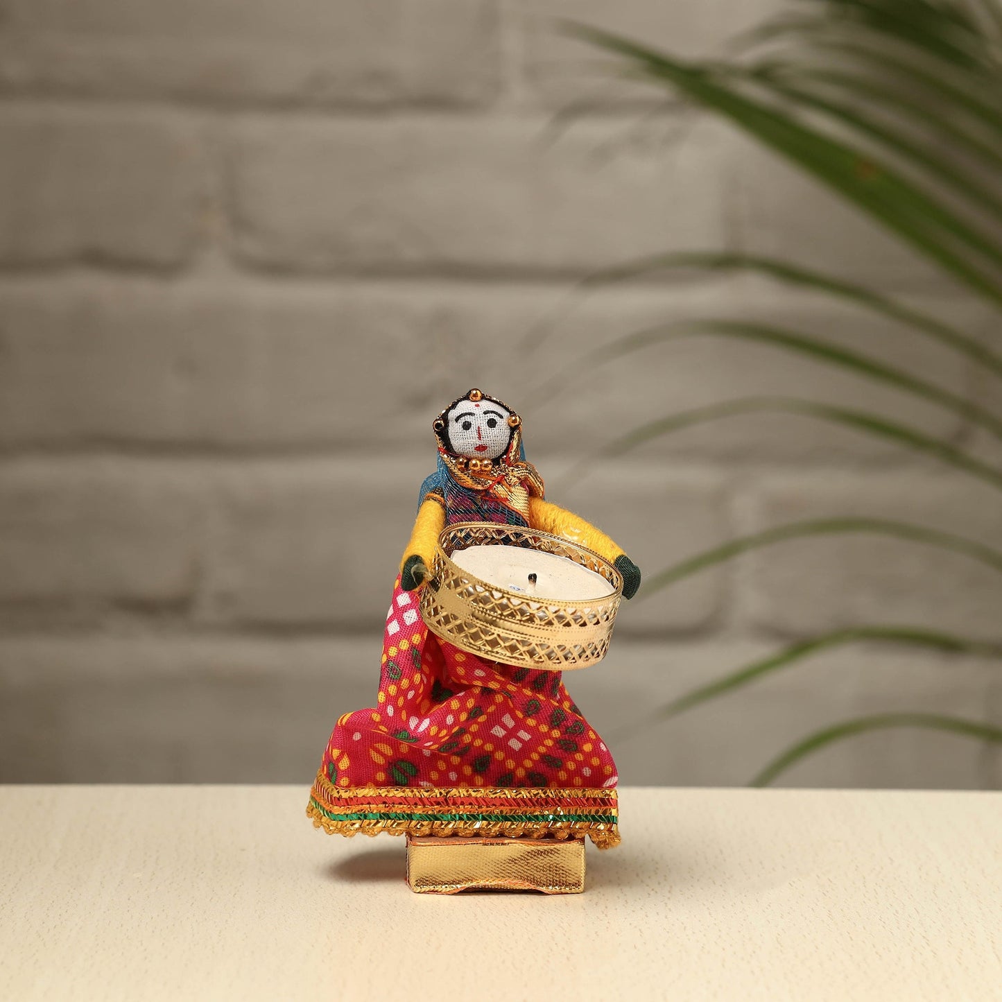 Rajasthani Puppet Couple Handmade Tealight Candle Holders (Set of 2)