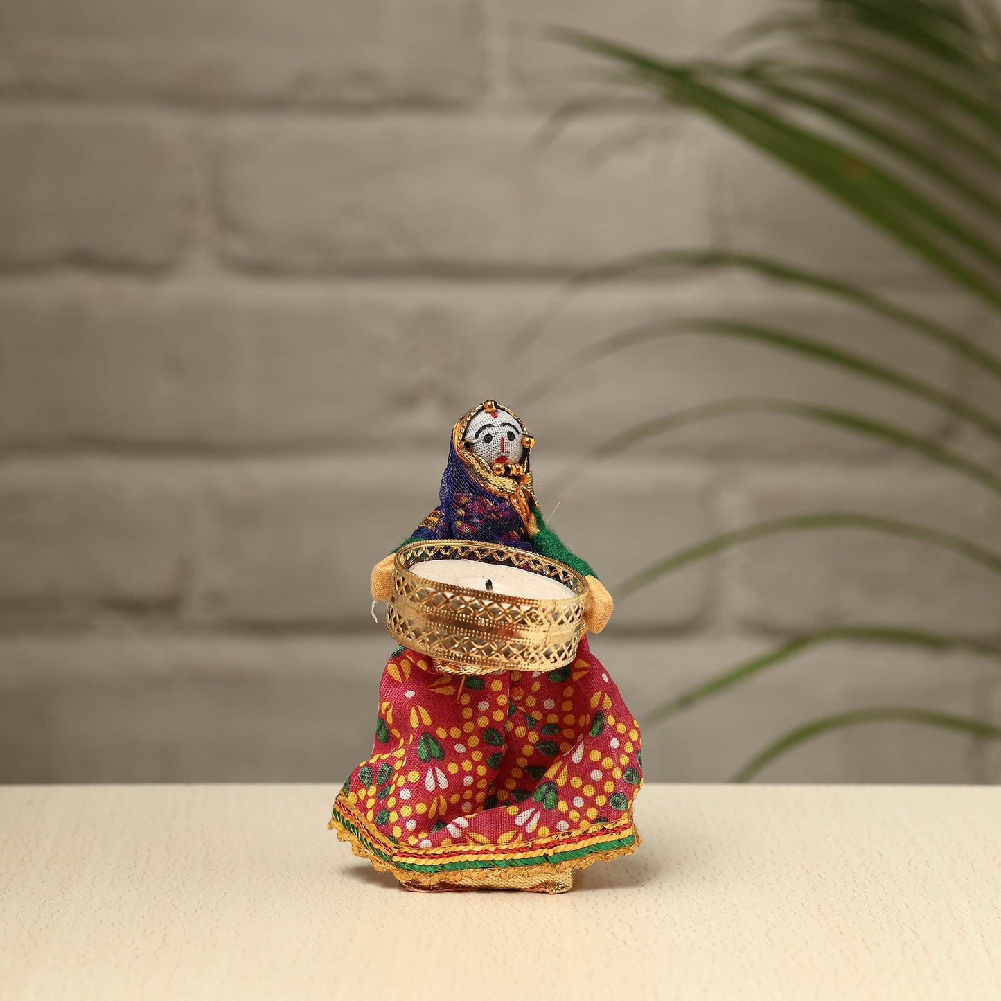 Rajasthani Puppet Couple Handmade Tealight Candle Holders (Set of 2)