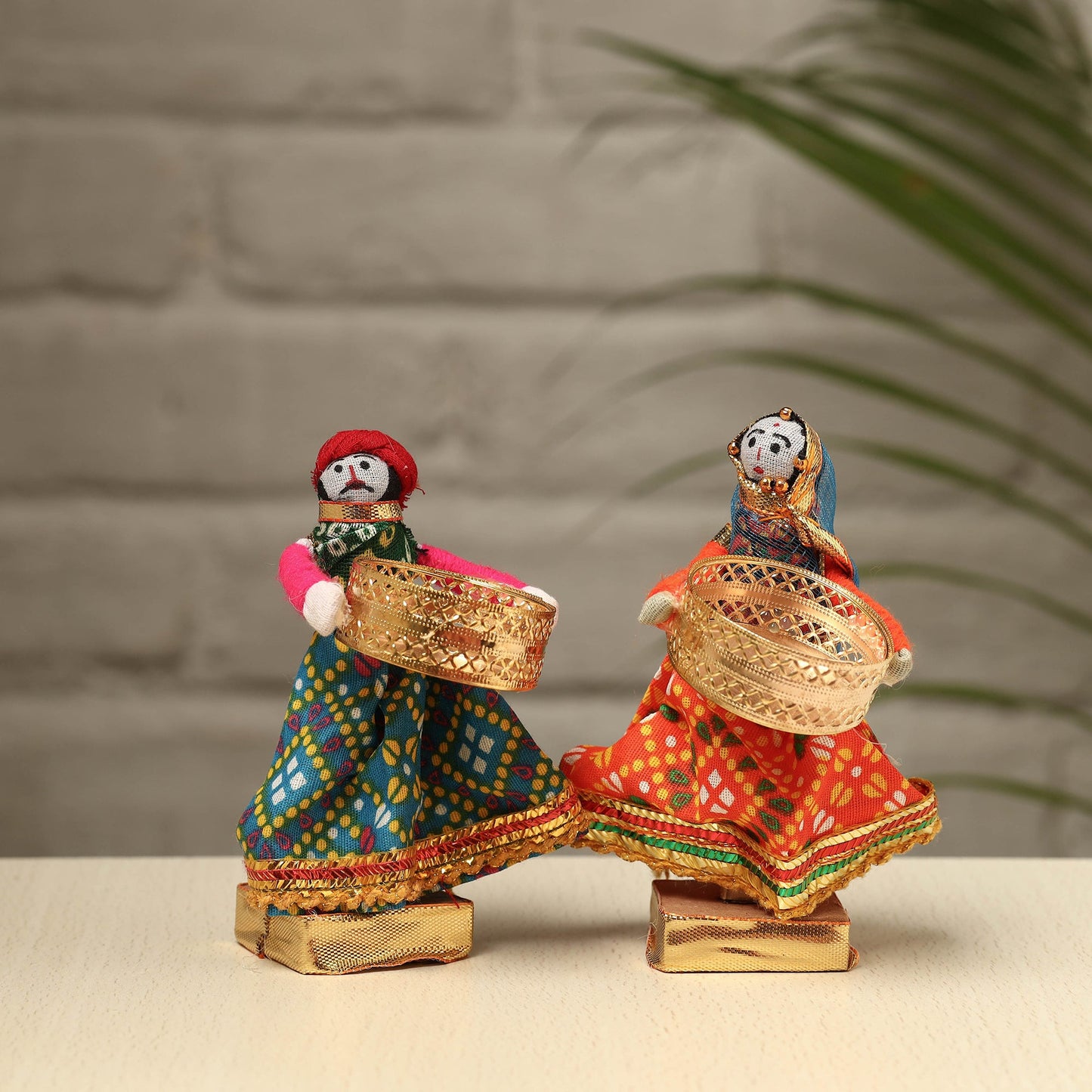 Rajasthani Puppet Couple Handmade Tealight Candle Holders (Set of 2)