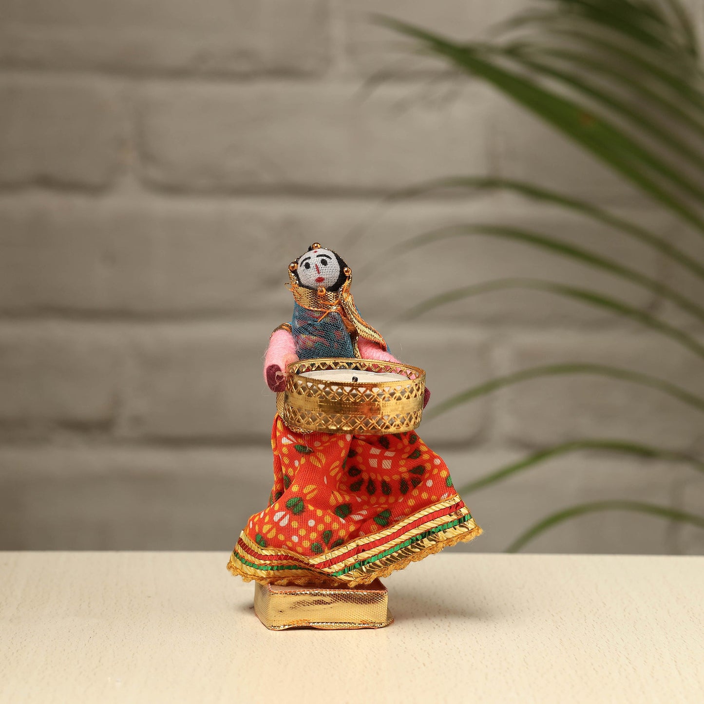 Rajasthani Puppet Couple Handmade Tealight Candle Holders (Set of 2)