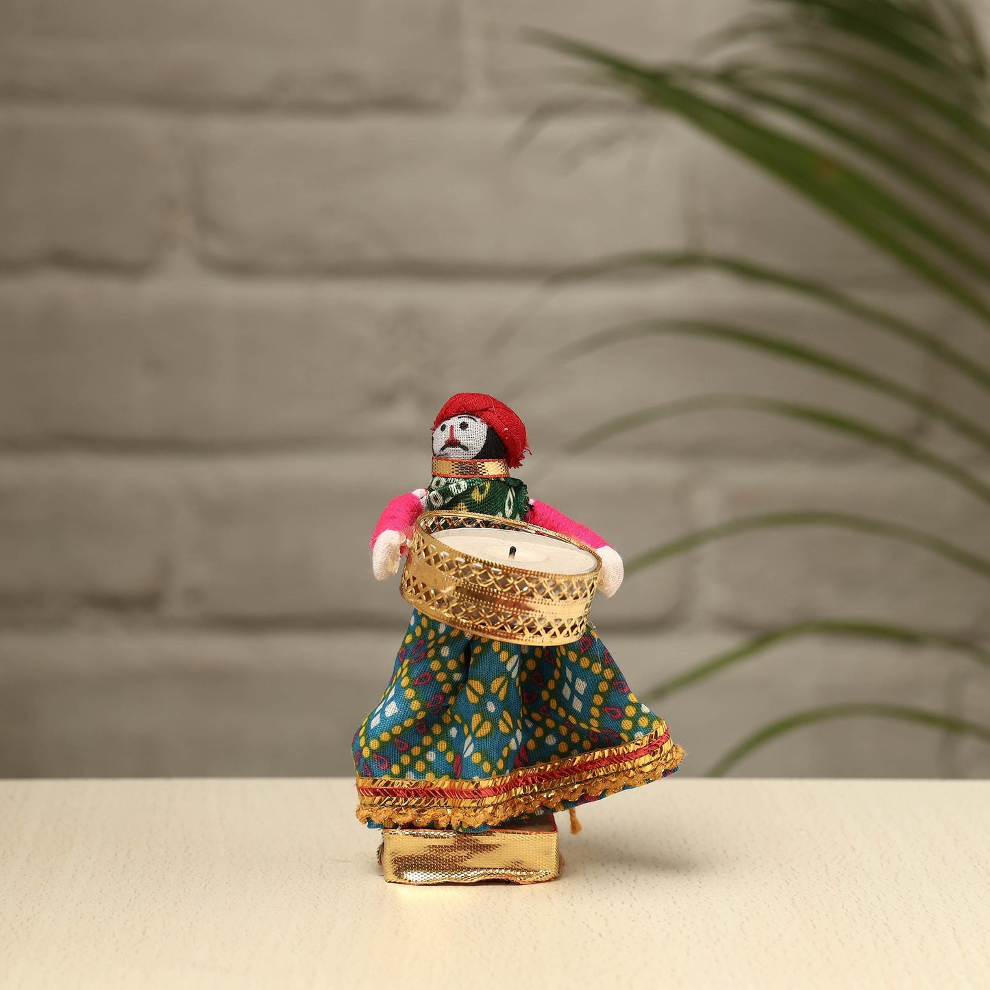 Rajasthani Puppet Couple Handmade Tealight Candle Holders (Set of 2)