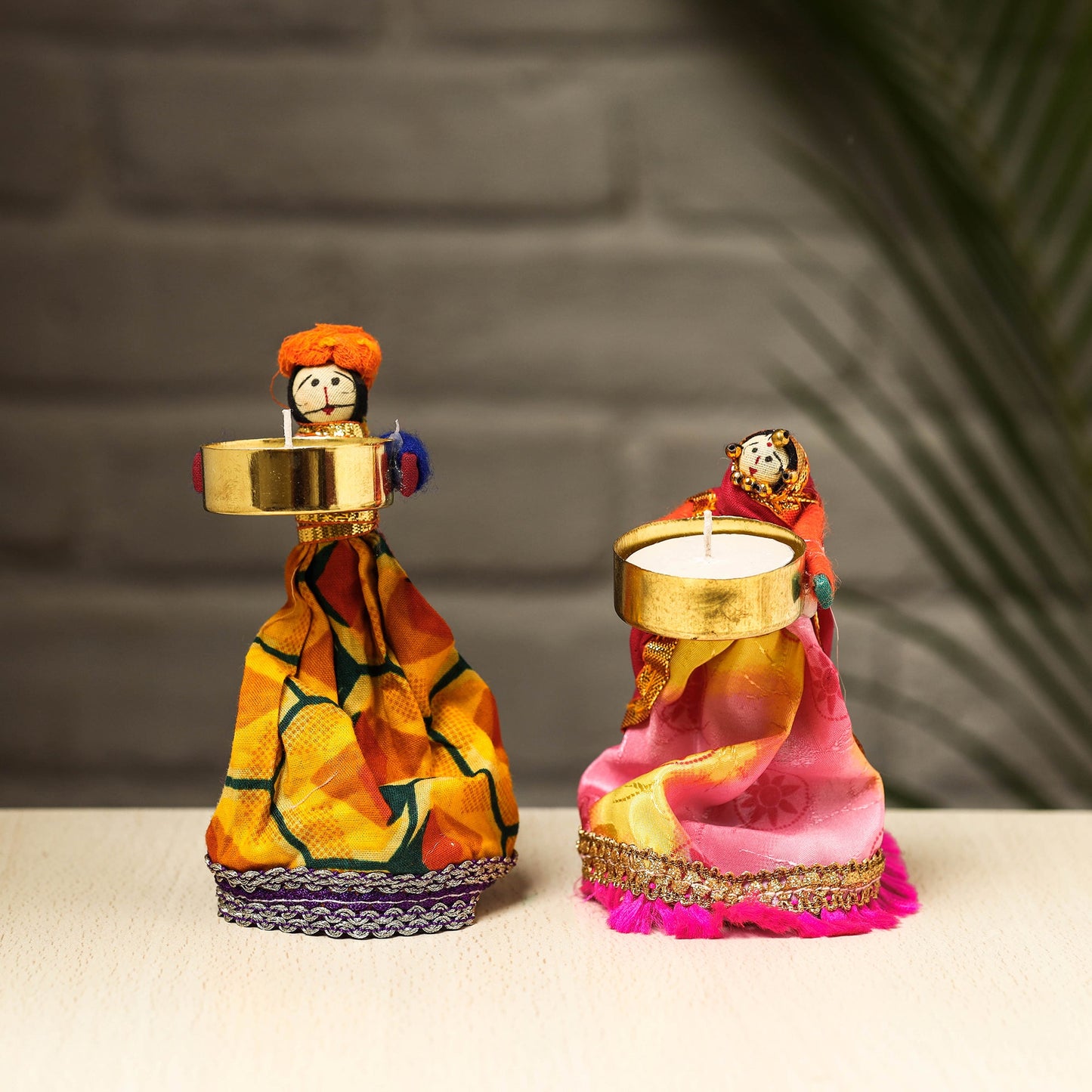 Rajasthani Puppet Couple Handmade Tealight Candle Holders