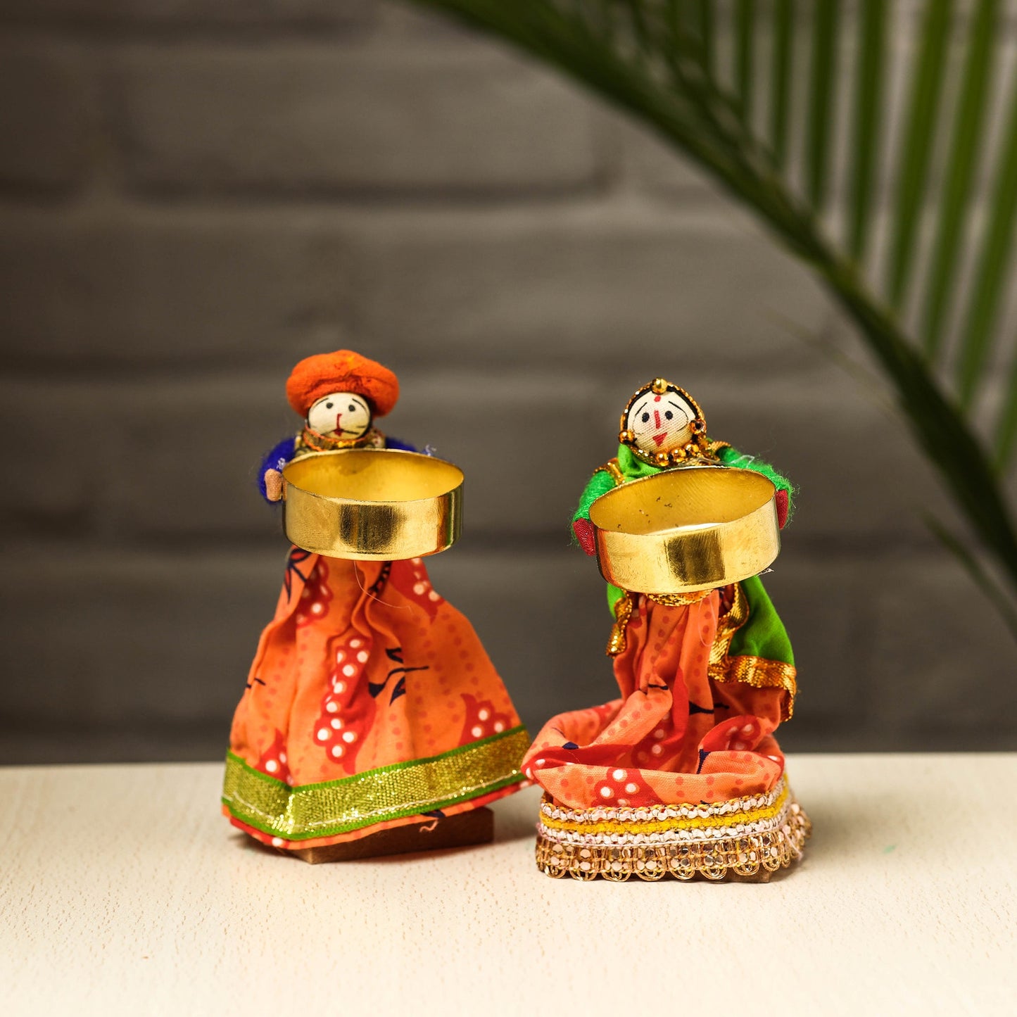 Rajasthani Puppet Couple Handmade Tealight Candle Holders
