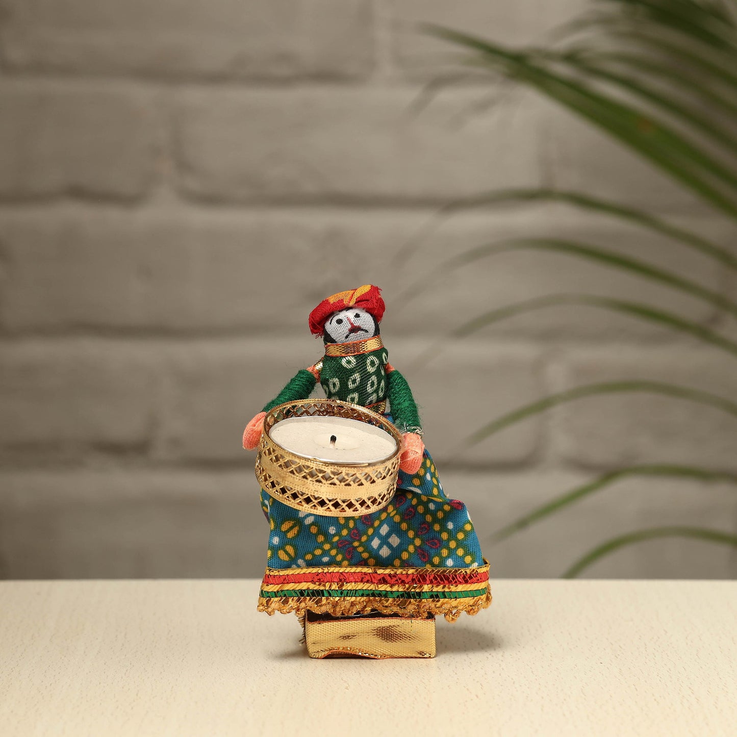 Rajasthani Puppet Couple Handmade Tealight Candle Holders (Set of 2)