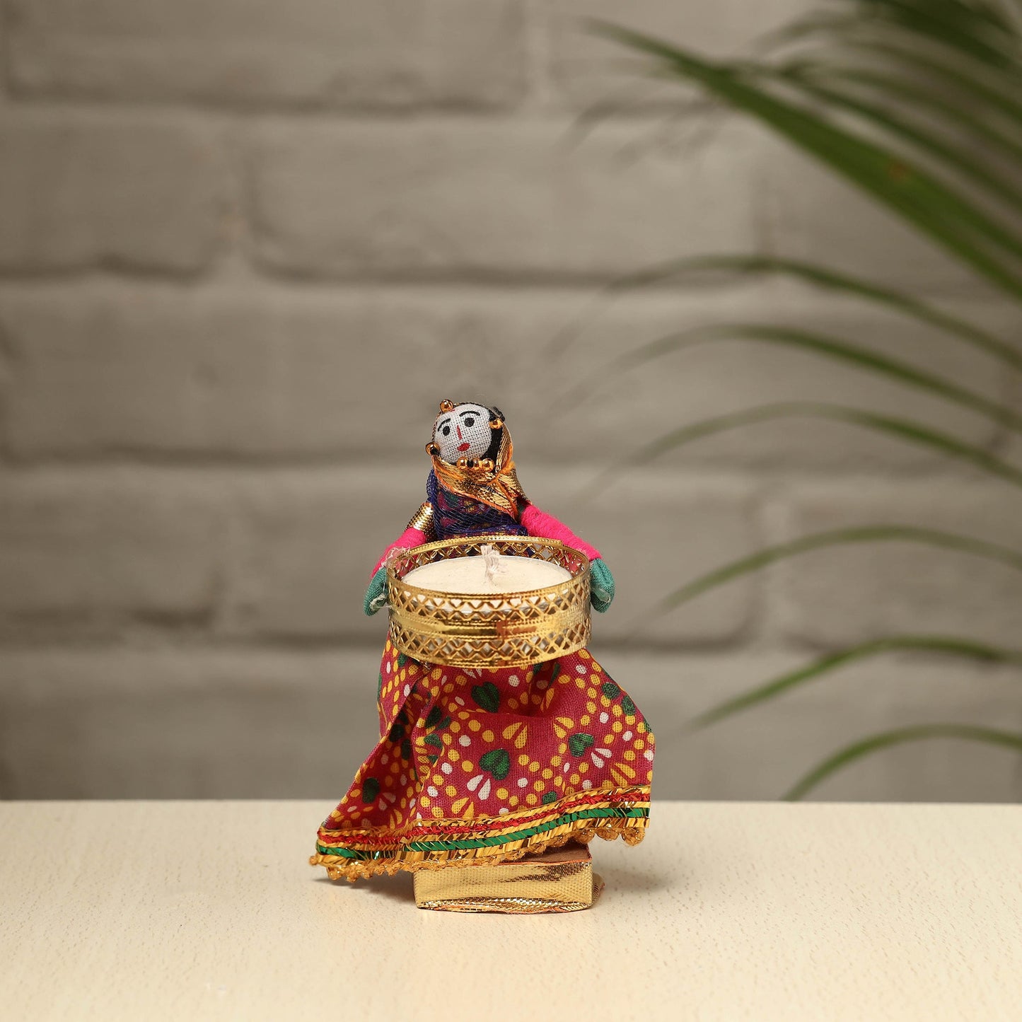 Rajasthani Puppet Couple Handmade Tealight Candle Holders (Set of 2)