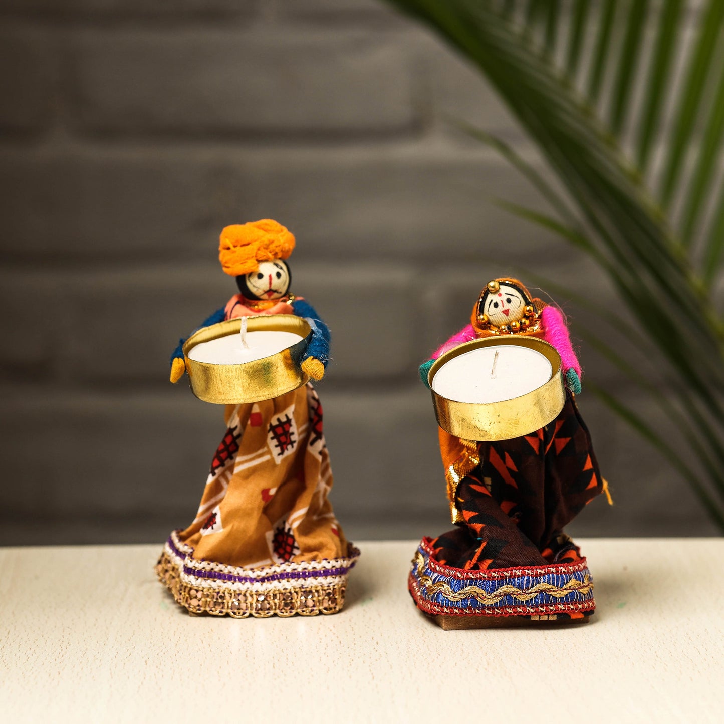 Rajasthani Puppet Couple Handmade Tealight Candle Holders