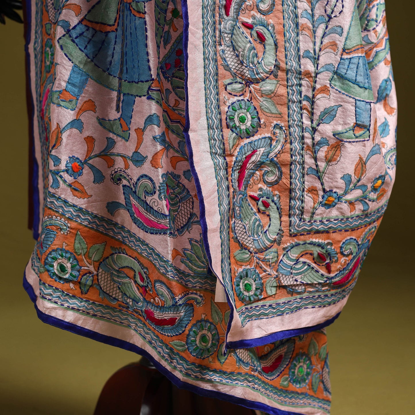 Ranihati madhubani chapa work chanderi silk hand embroidery