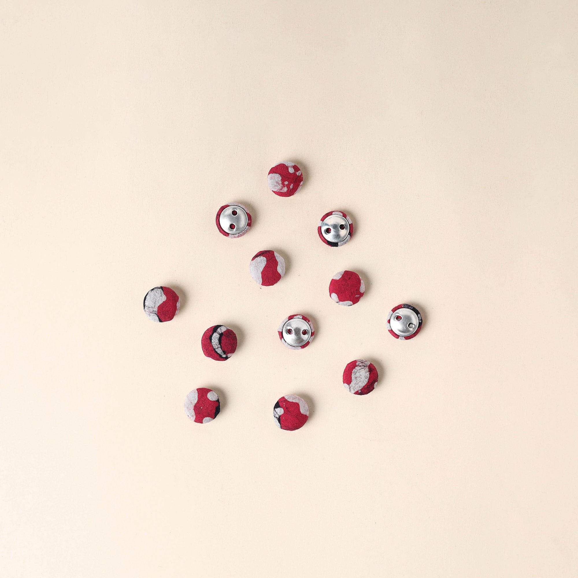 Red - 1.5cm Handmade Fabric Button Small (Set Of 12) 37 main image 0