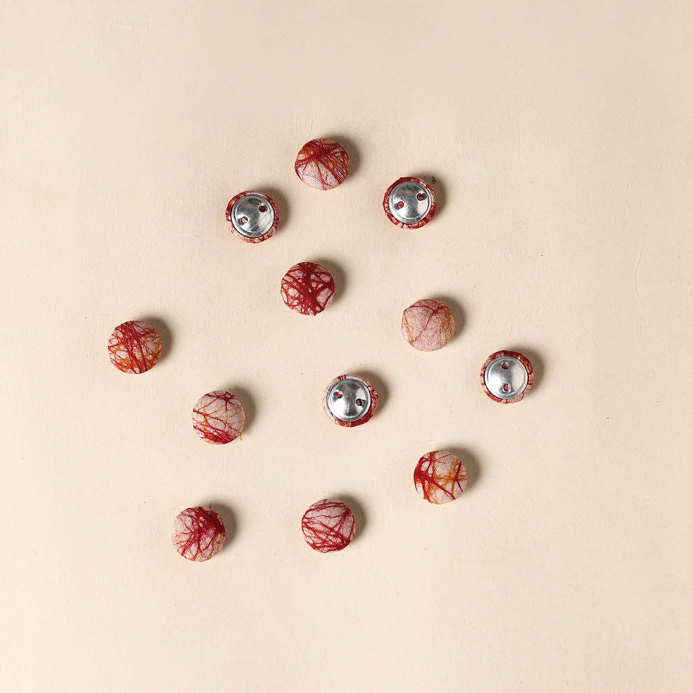 red Handmade Fabric Button Small at iTokri