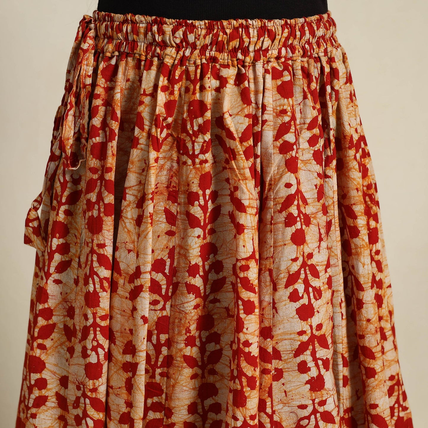 Red 24 Kali Patchwork Batik Print Cotton Long Skirt