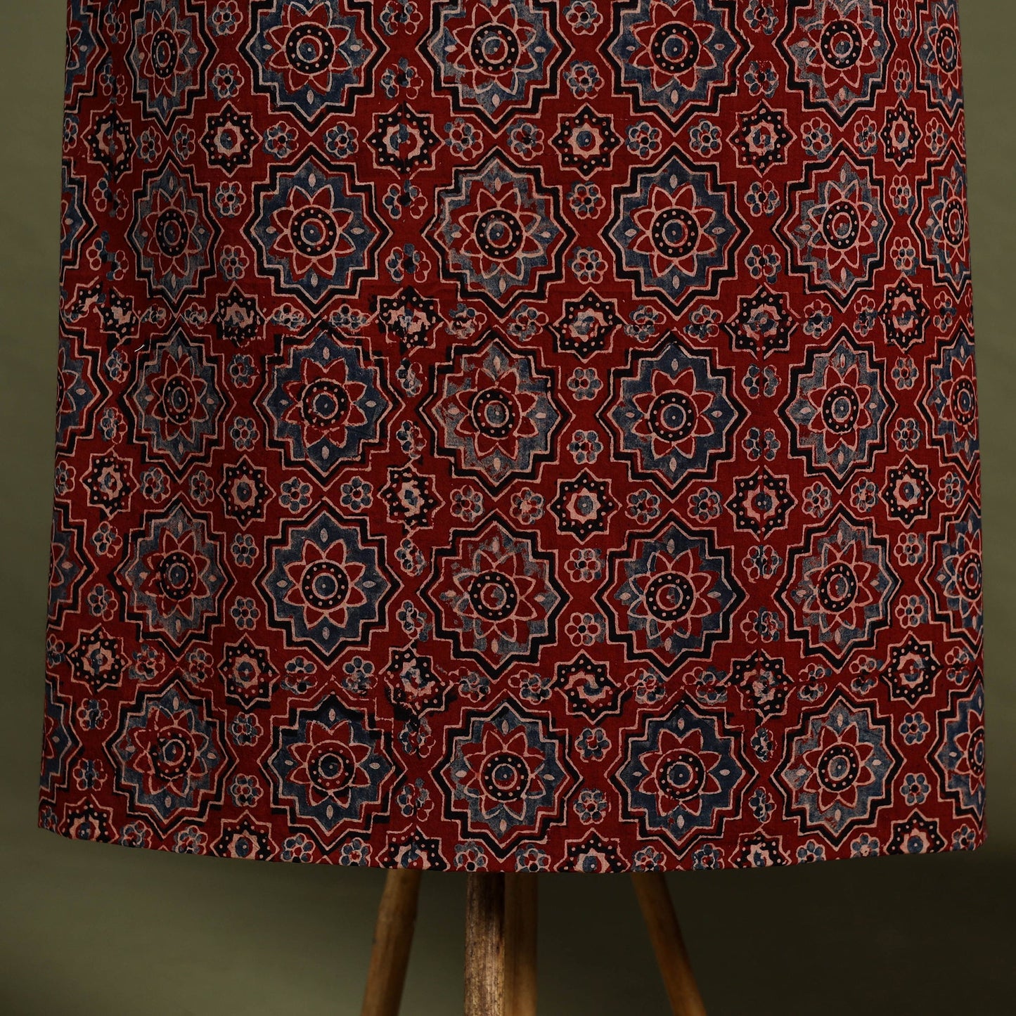 Red - 2pc cotton unstitched kurta with ikat dupatta 09