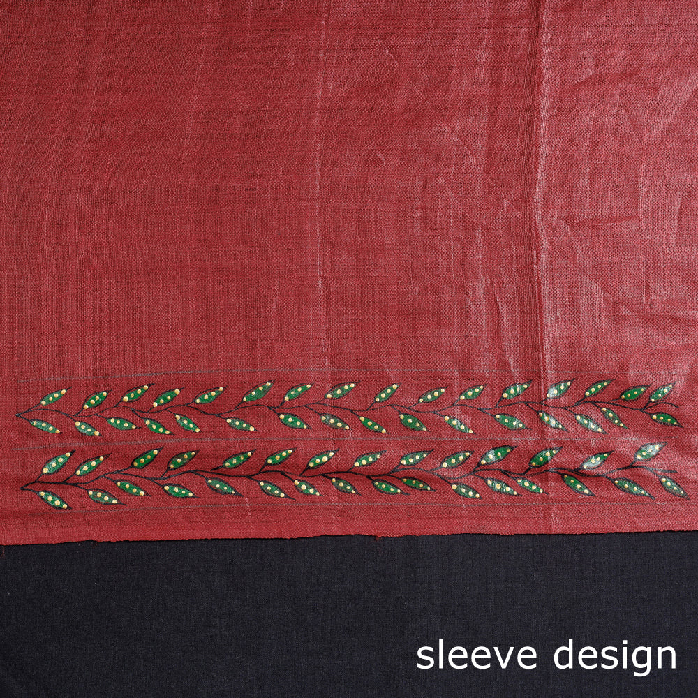 2pc Godna Handpainted Tussar Silk Suit Material with Zari Buta Dupatta