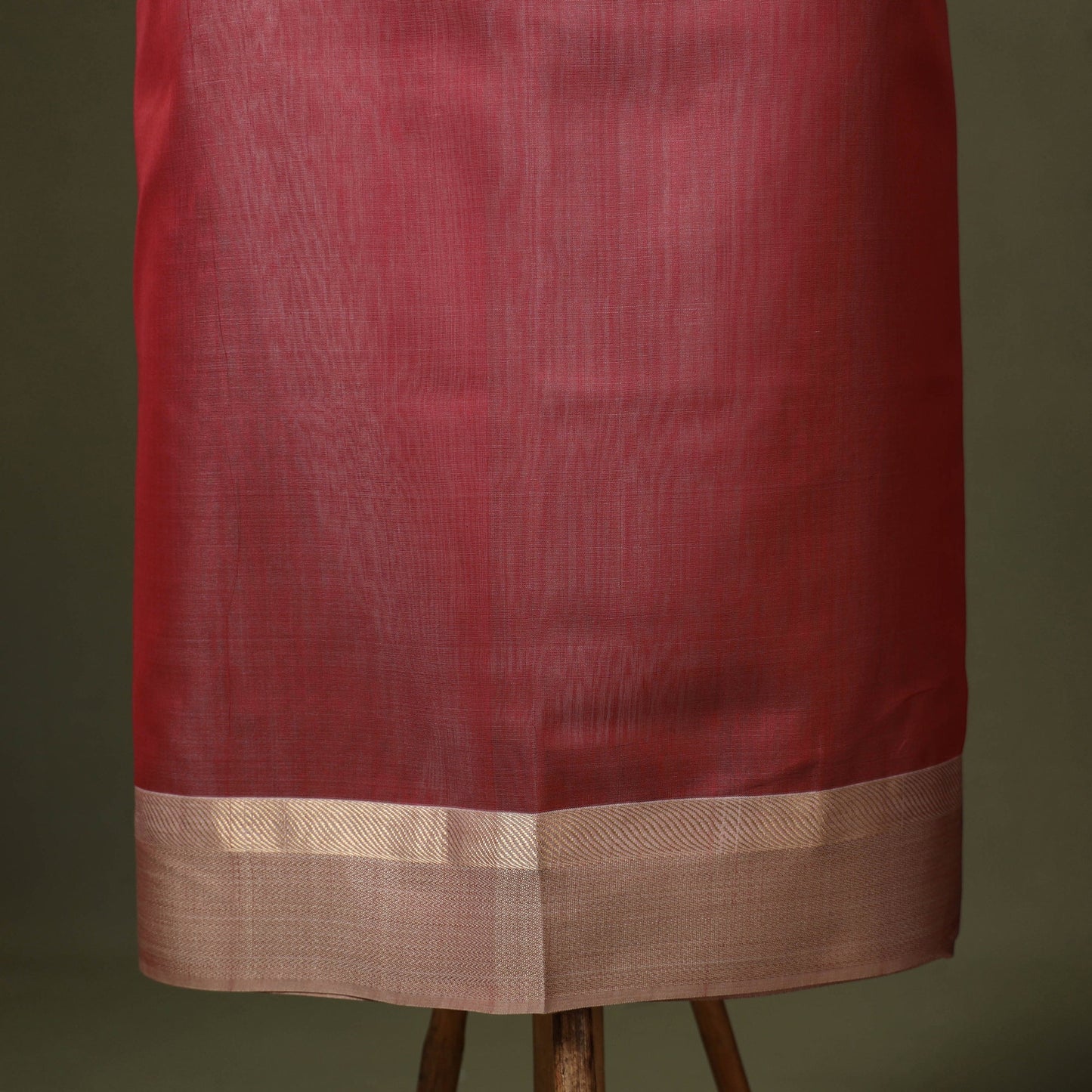 Red 2pc Handloom Unstitched Maheshwari Dress Material with Border