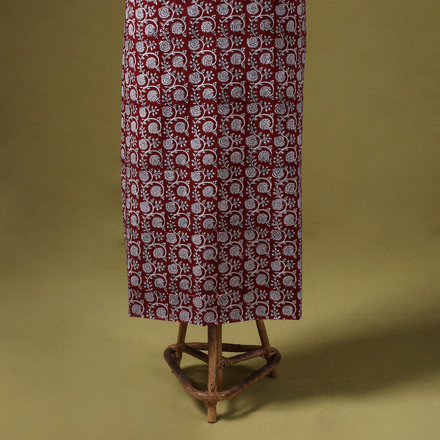 Red 3pc Cotton Bagh Print Dress Material with Jewellery Set