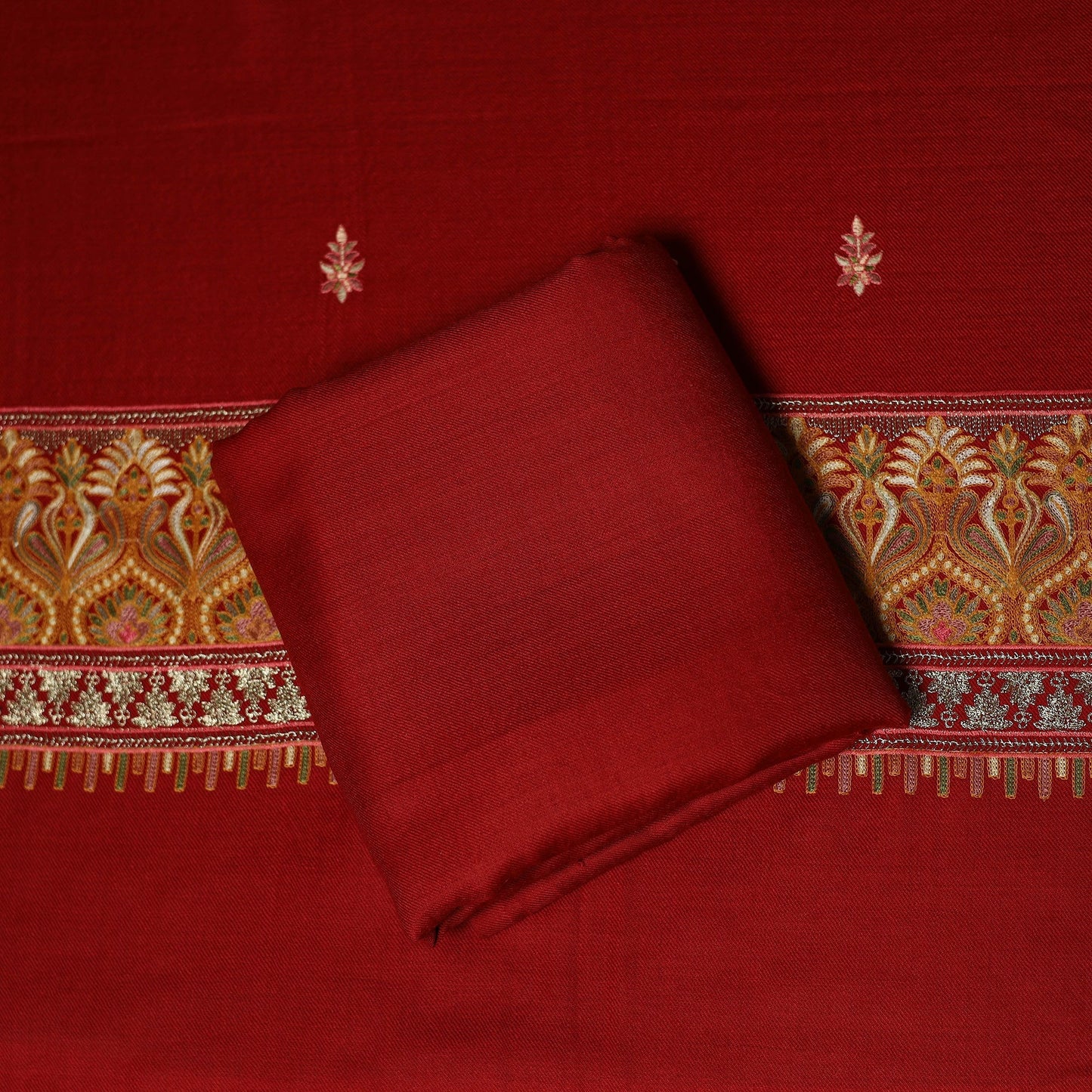 3pc heavy chain stitch embroidered merino wool unstitched