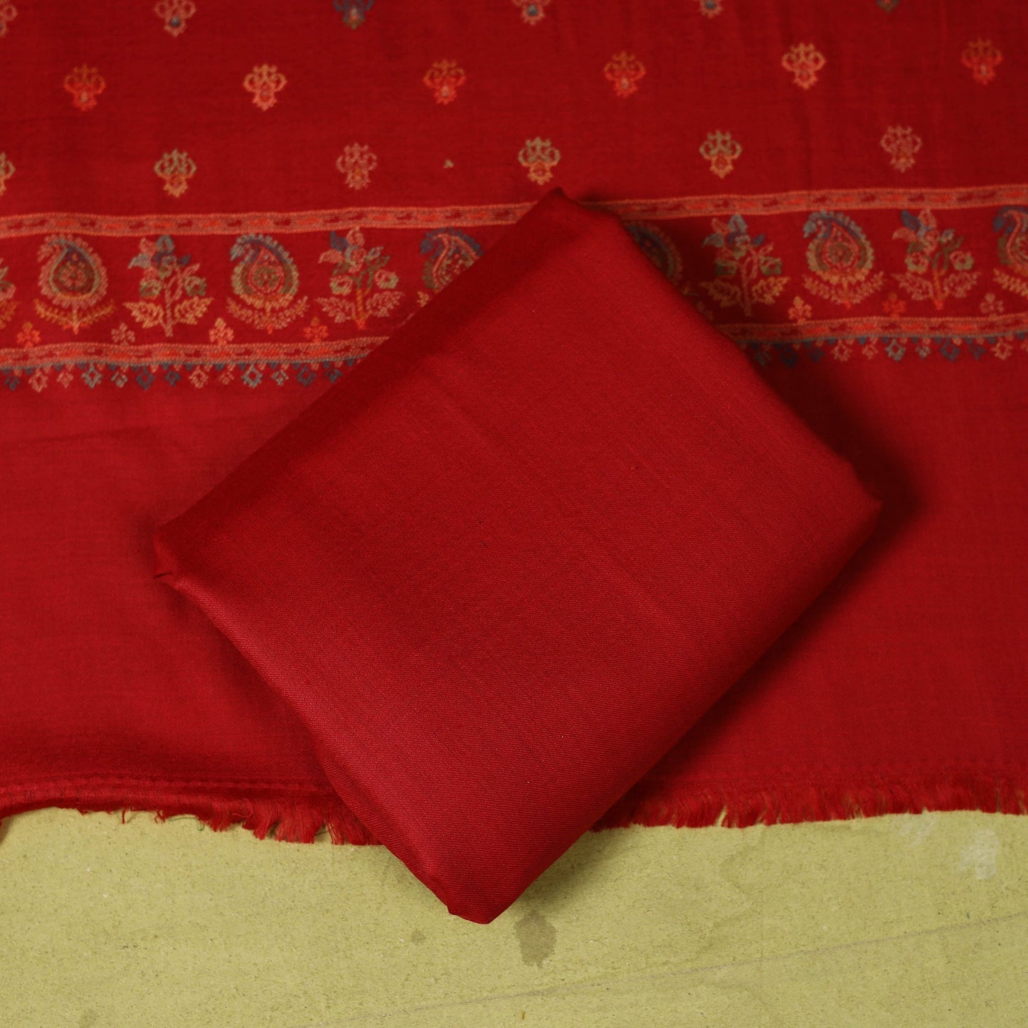 3pc jacquard weave merino wool unstitched dress material 14