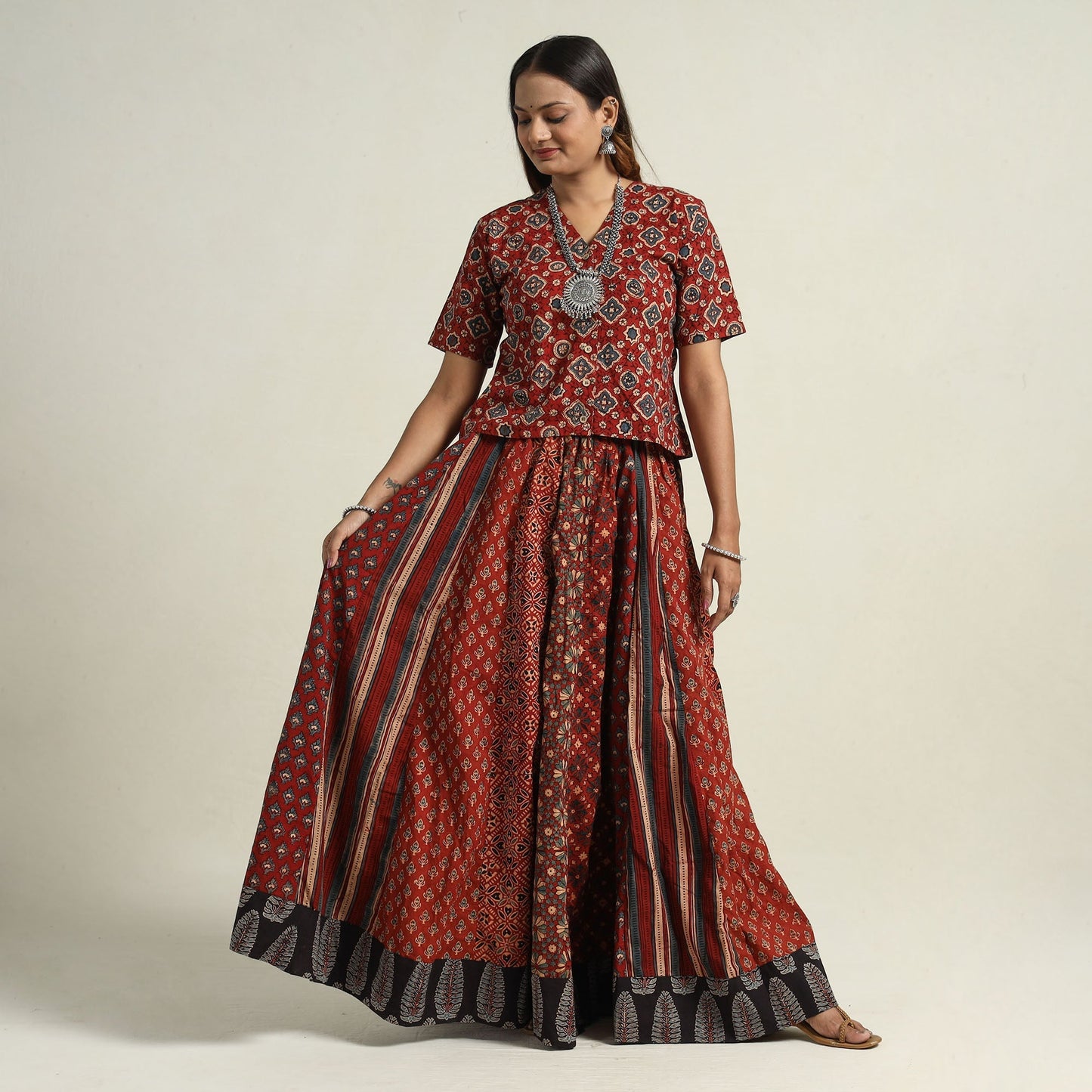 Ajrakh Patchwork Skirt
