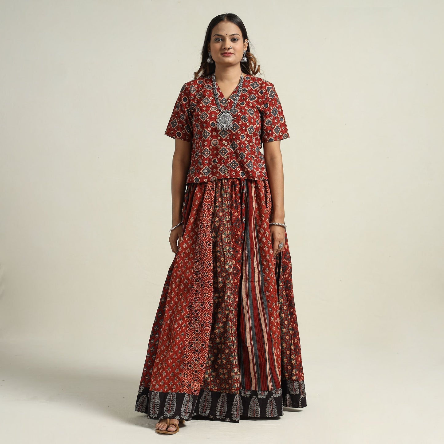 Ajrakh Patchwork Skirt
