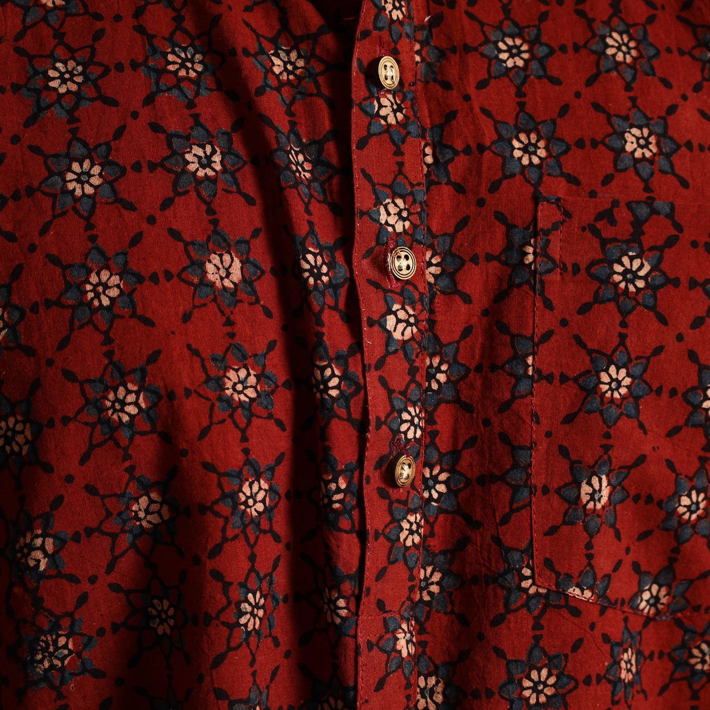 Buy Ajrakh Block Printed Cotton Men Long Kurta Online at iTokri.com