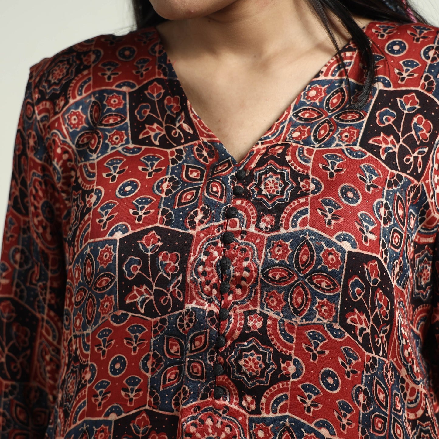 Ajrakh Block Printed Modal Silk Kurta with Palazzo Set