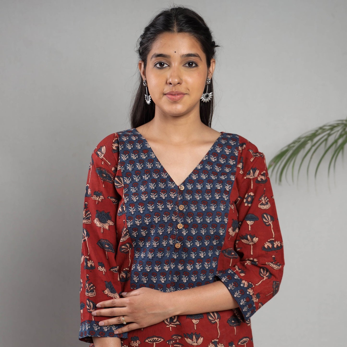 Ajrakh Block Printing Cotton Red Kurta with Palazzo Set