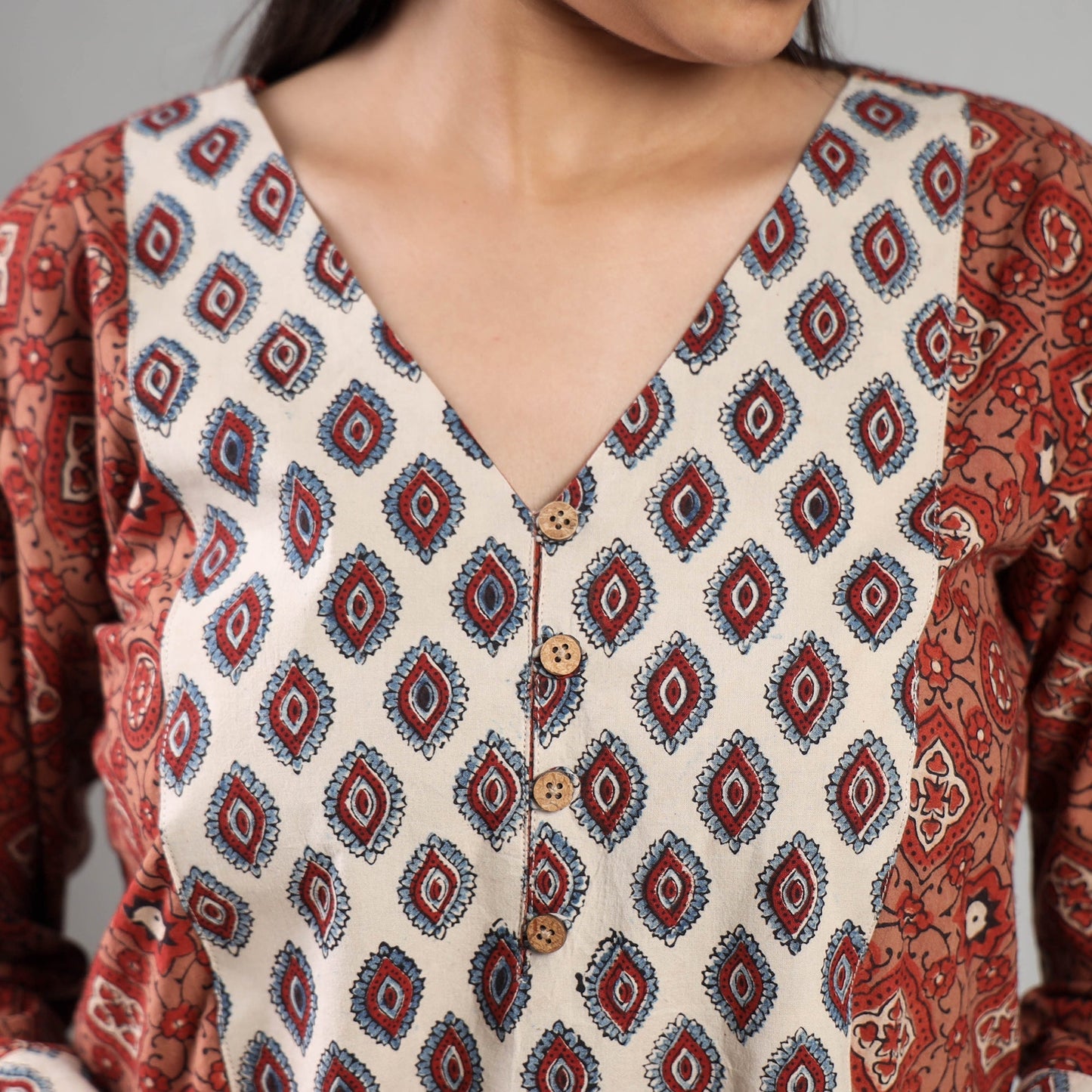 Ajrakh Block Printing Cotton Kurta with Palazzo Set