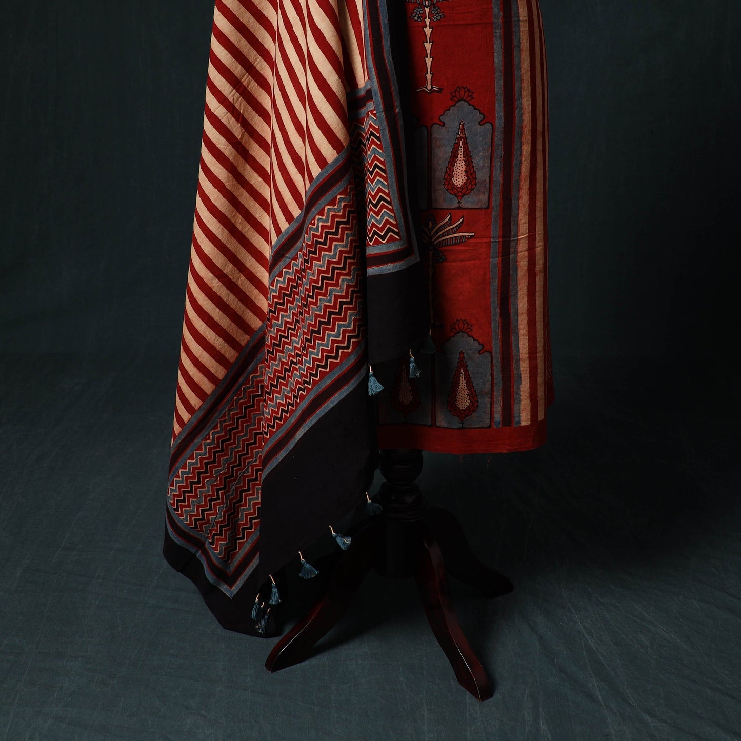 Ajrakh hand block print natural dyed cotton 2pc unstitched