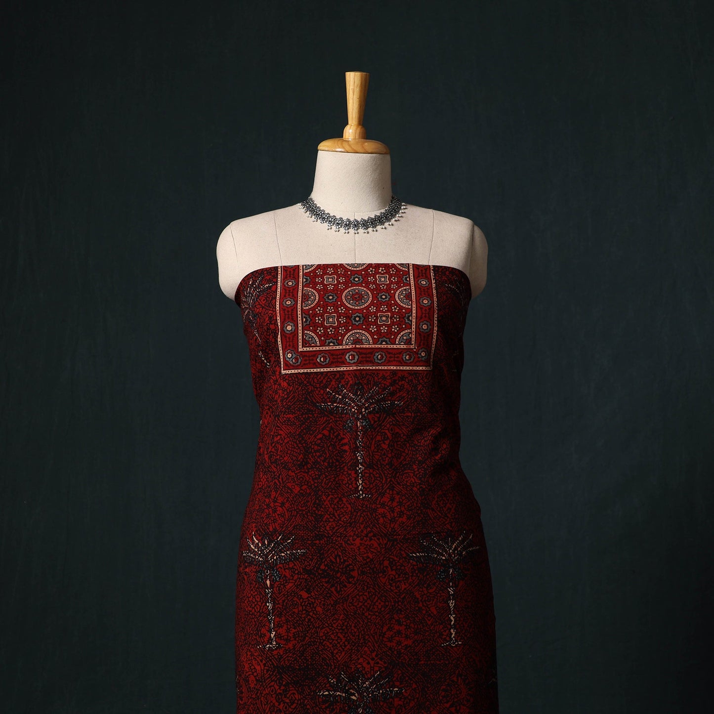 Ajrakh hand block print natural dyed cotton 2pc unstitched