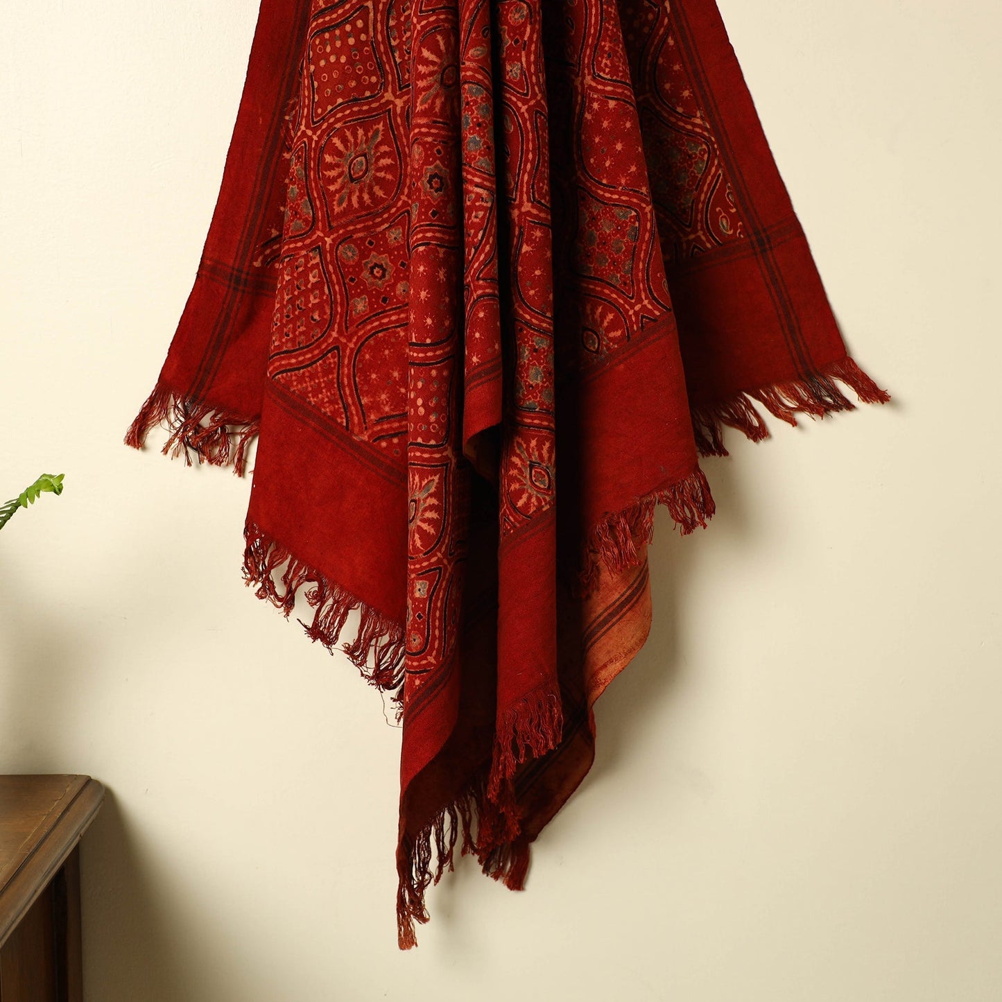 Red Handloom Block Print Cotton Ajrakh Towel