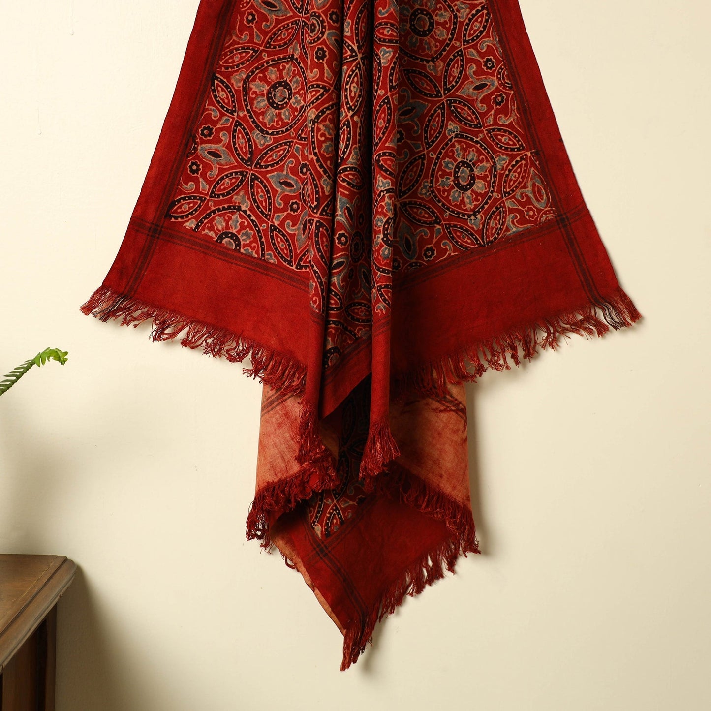 Red Handloom Block Print Cotton Ajrakh Towel