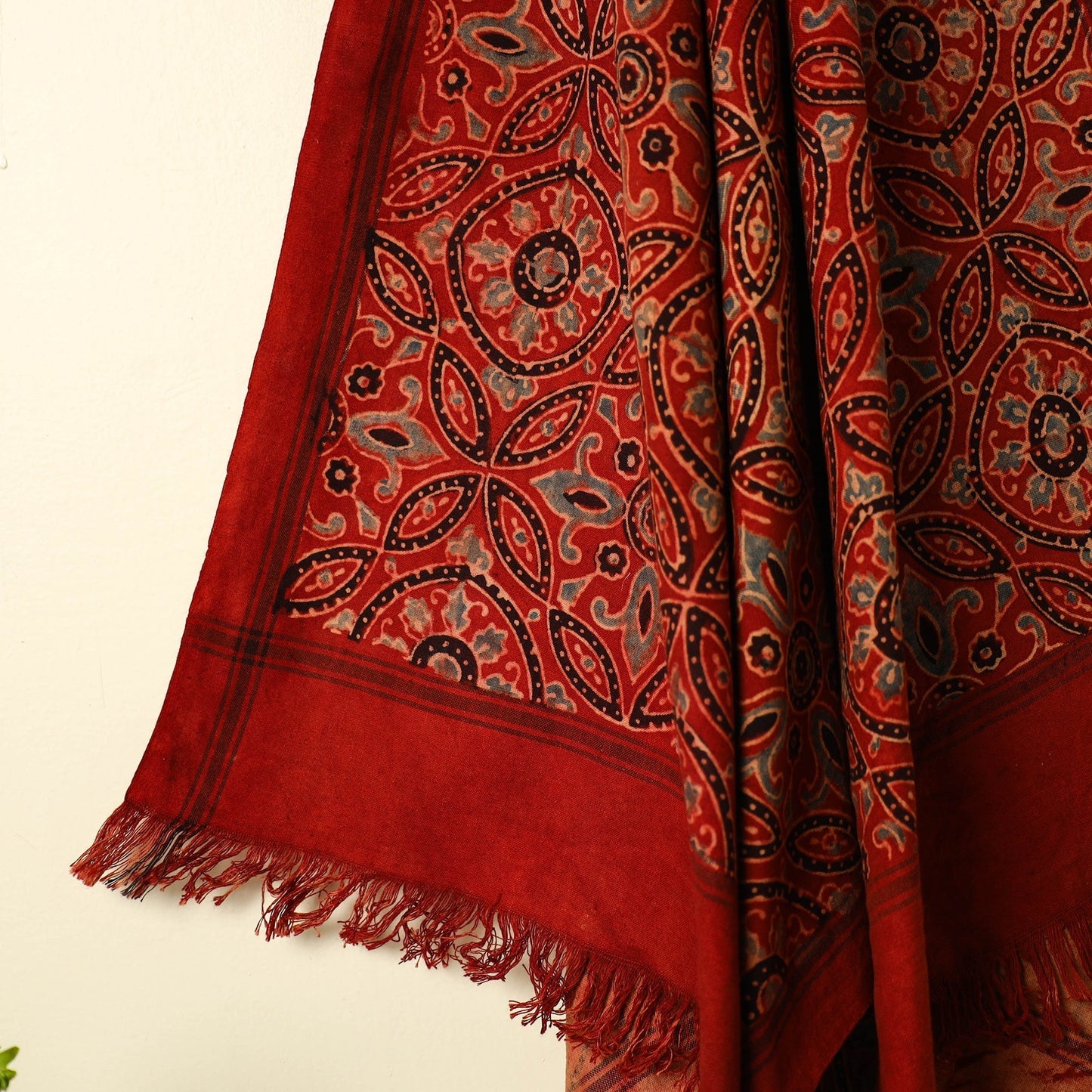 Red Handloom Block Print Cotton Ajrakh Towel