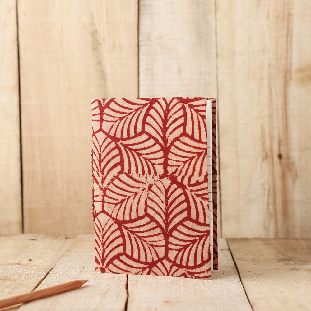 Art Block Print Fabric Cover Handmade Paper Notebook