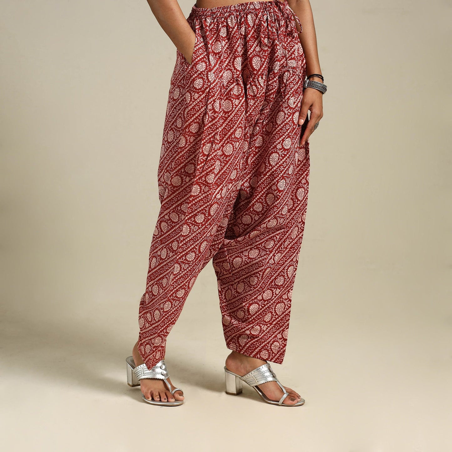 Red Bagh Block Print Natural Dyed Cotton Salwar