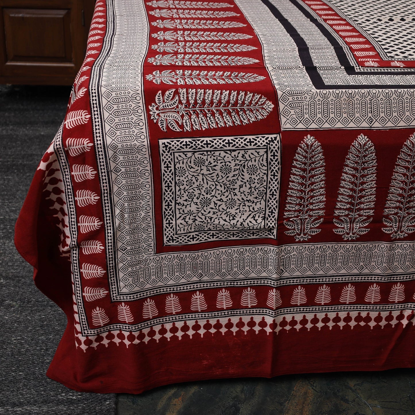 Bagh Block Printed Cotton Double Bed Cover (115 x 90 in)