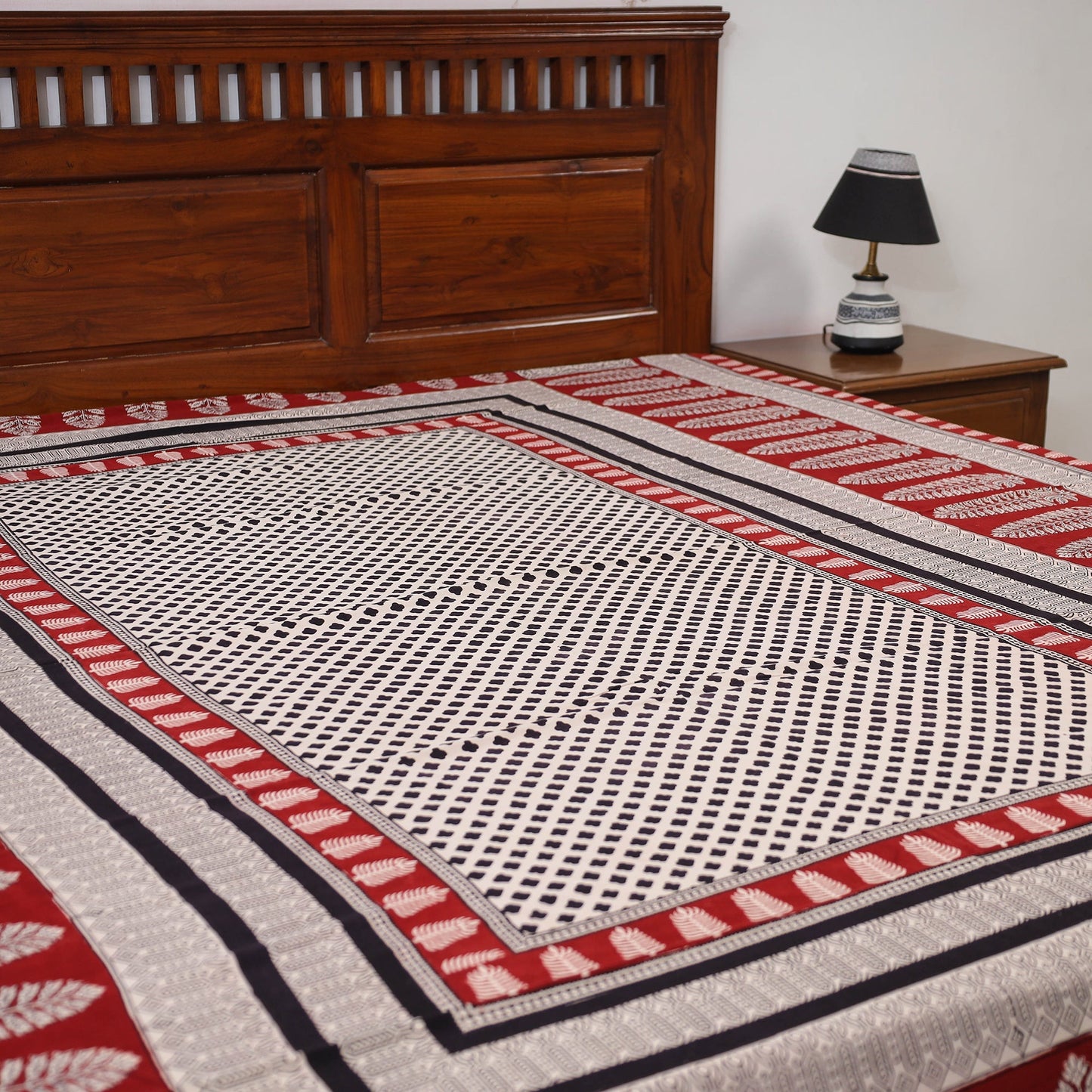 Bagh Block Printed Cotton Double Bed Cover (115 x 90 in)