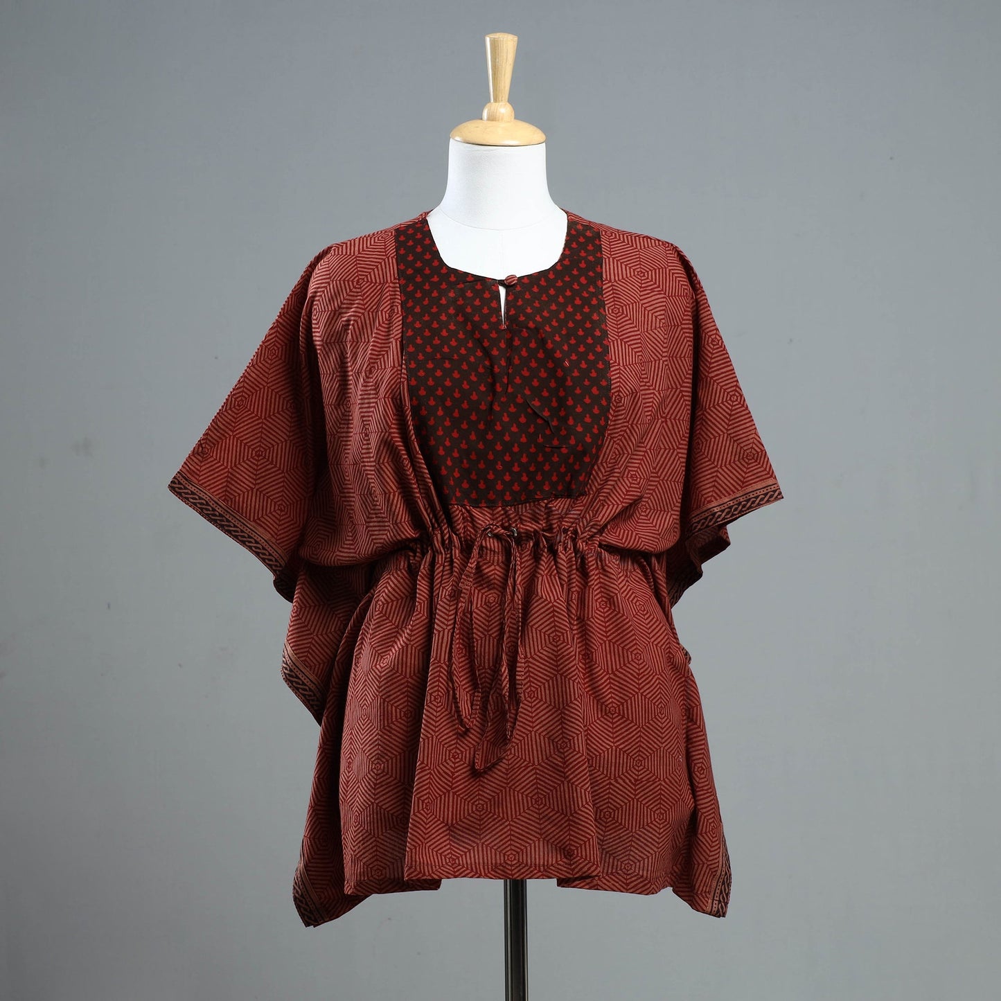 Bagh Block Printed Cotton Kaftan with Tie-Up Waist