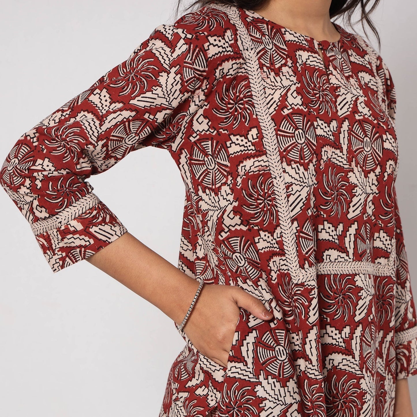 Bagh Block Printed Cotton Kurta with Palazzo & Dupatta Set