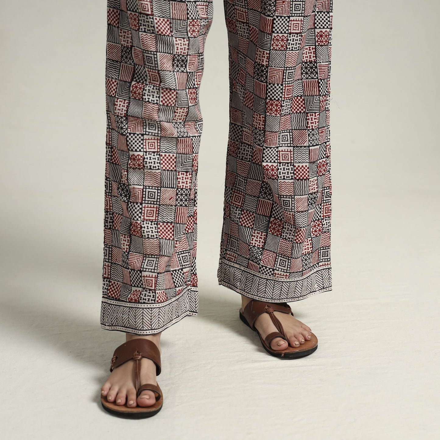Red - bagh block printed cotton kurta with palazzo &