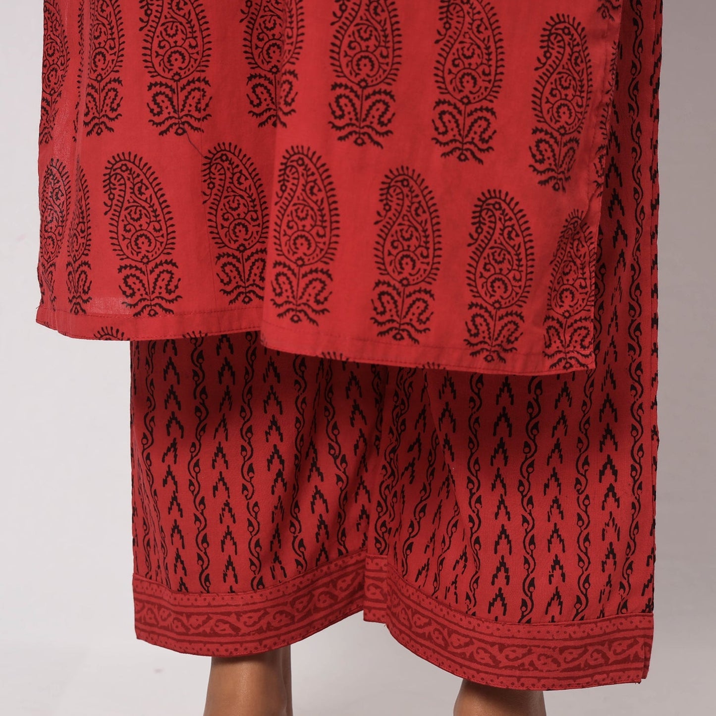 Bagh Block Printed Cotton Kurta with Palazzo & Dupatta Set