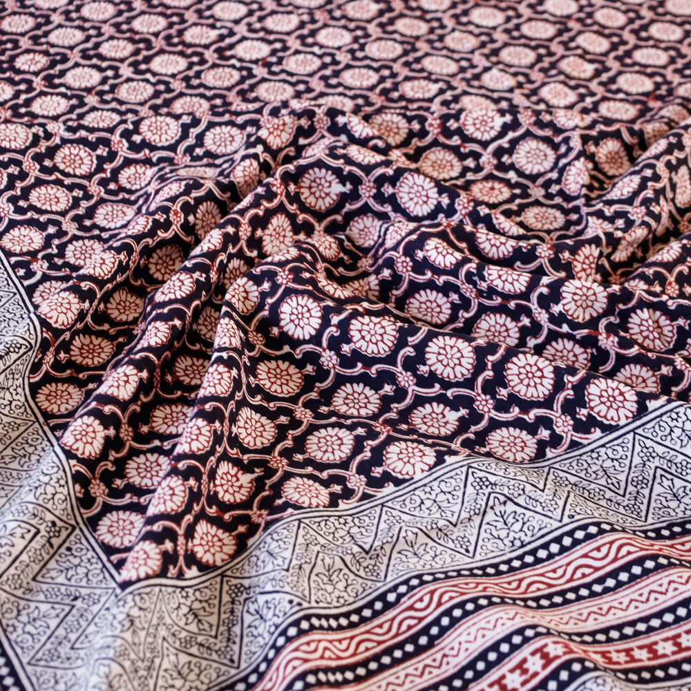Bagh Block Printed Natural Dyed Pure Cotton Double Bed Cover