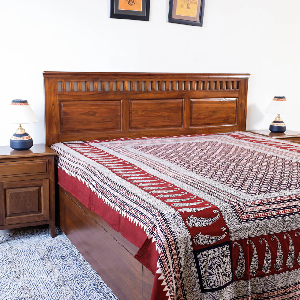 Bagh Block Printed Natural Dyed Pure Cotton Double Bed Cover
