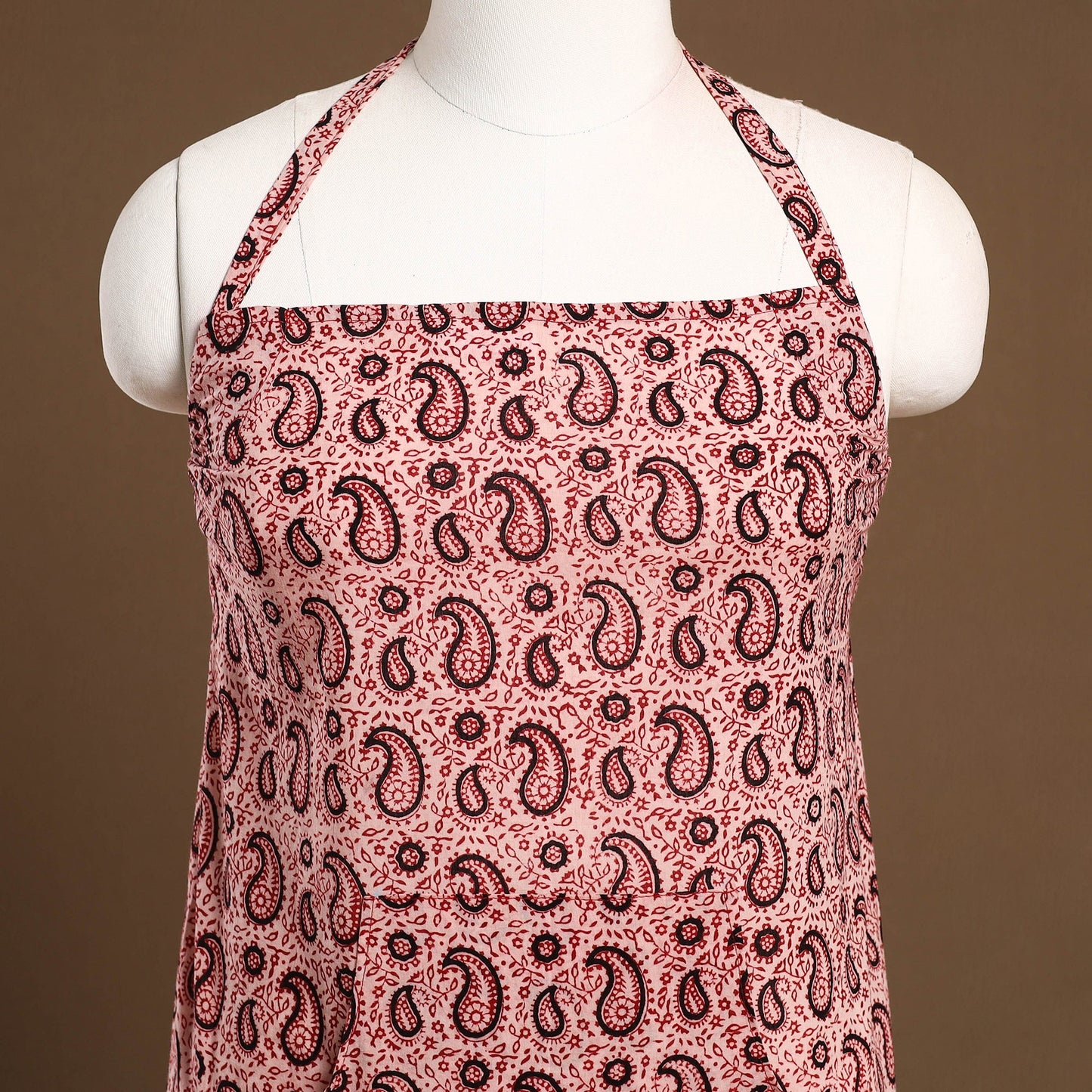 Buy Red Bagh Block Print Cotton Apron with Pocket
