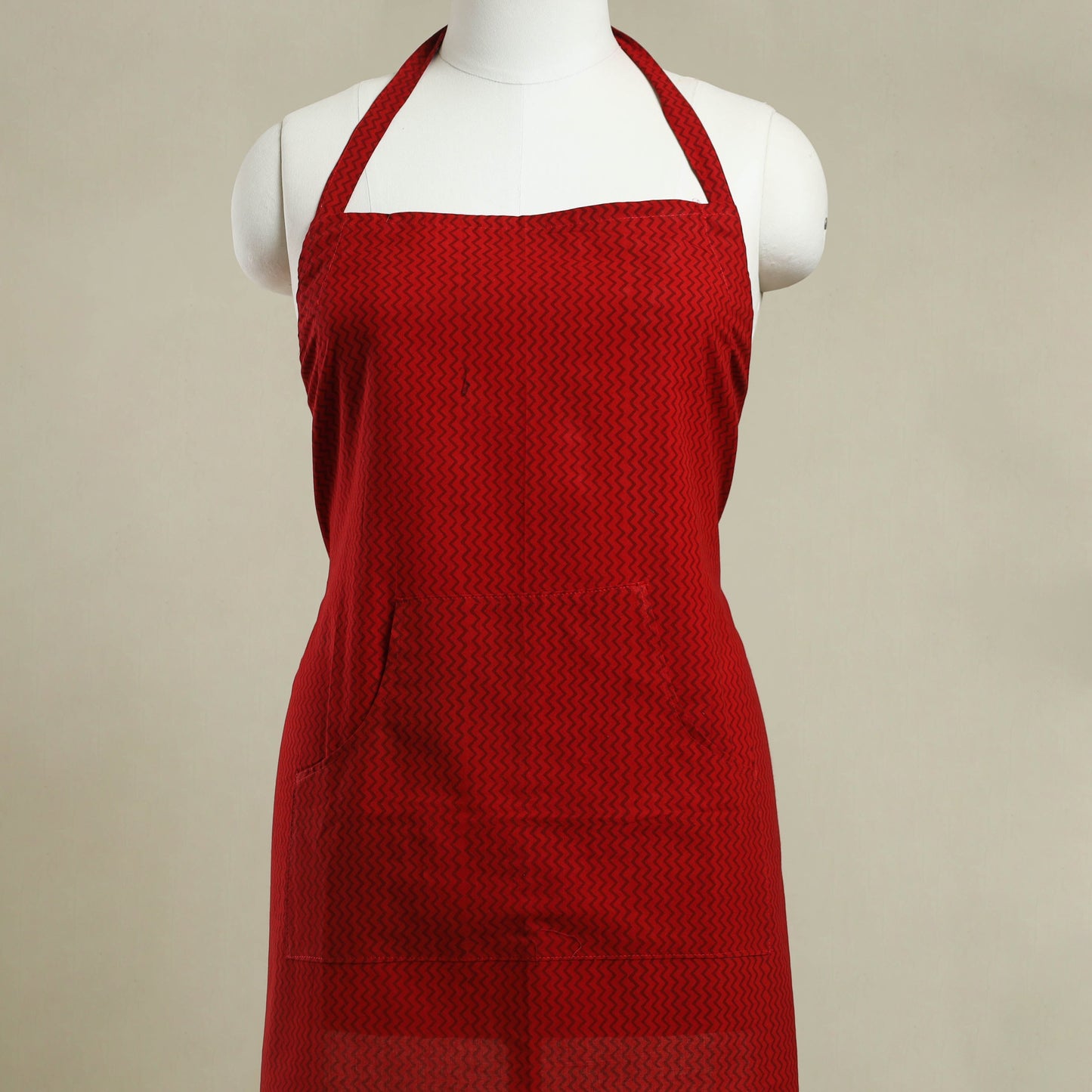 Buy Red Bagh Block Print Cotton Apron with Pocket