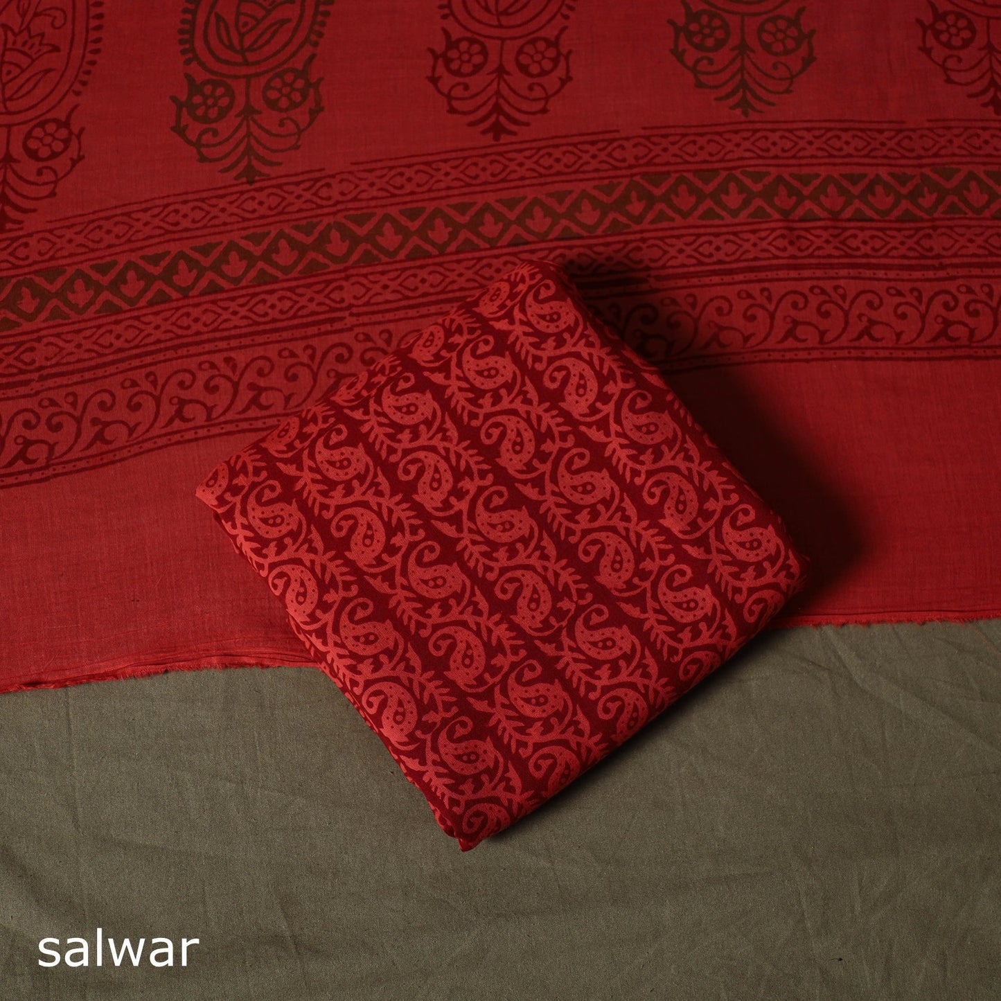 Bagh hand block print natural dyed cotton 3pc unstitched