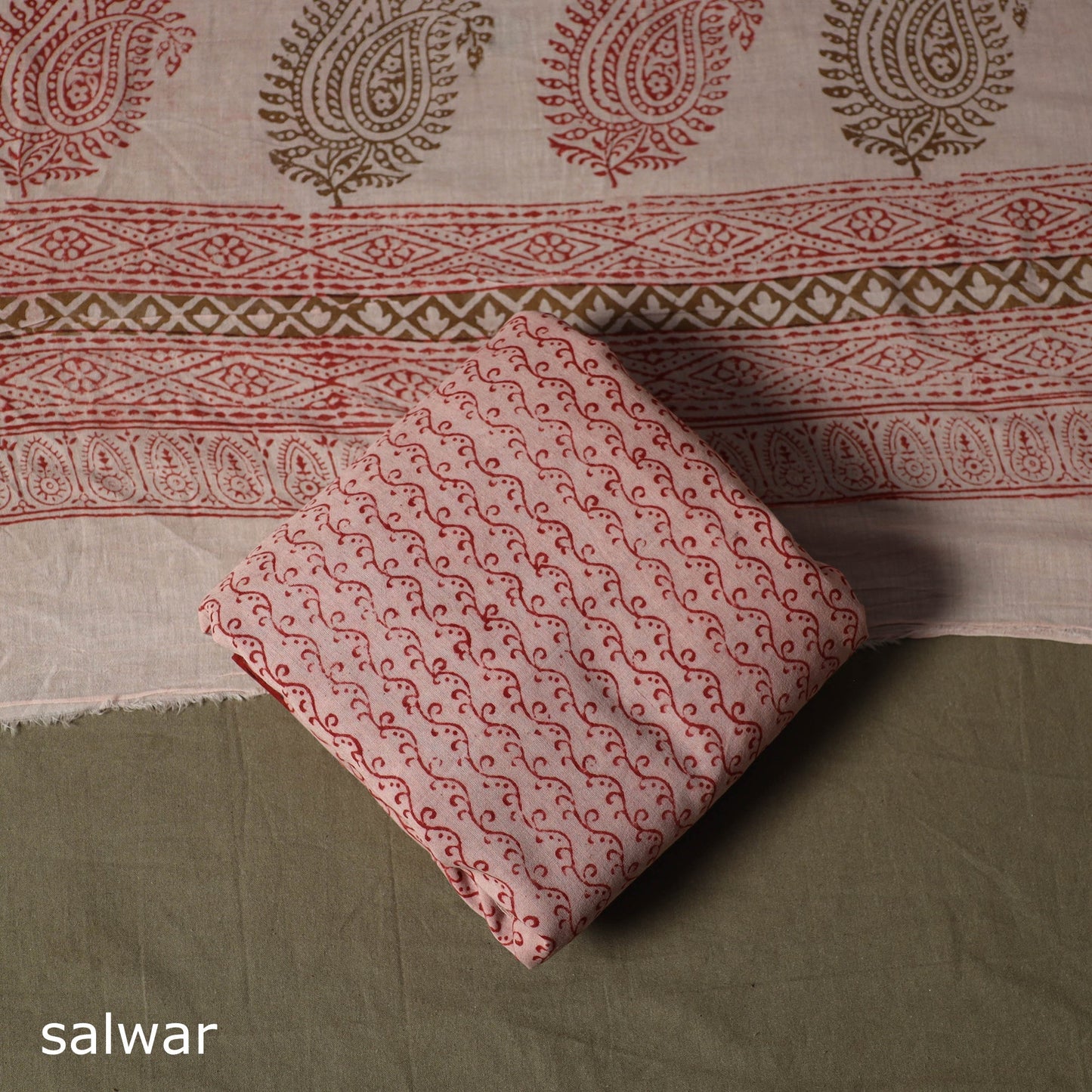 Bagh hand block print natural dyed cotton 3pc unstitched