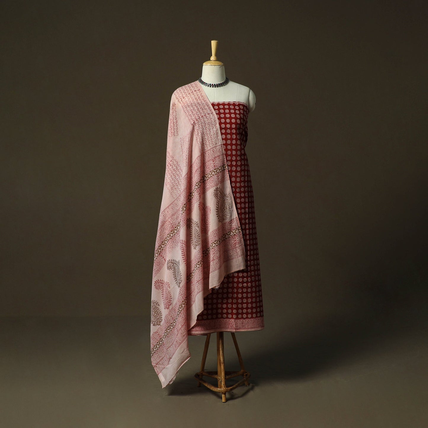 Bagh hand block print natural dyed cotton 3pc unstitched