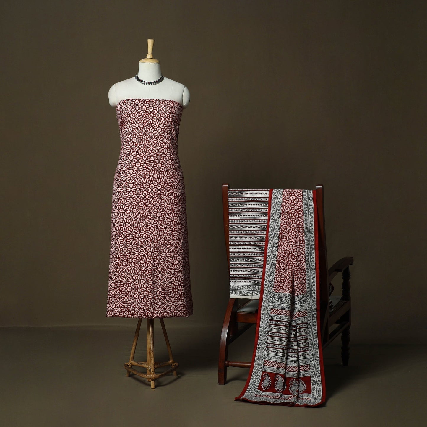 Bagh hand block print natural dyed cotton 3pc unstitched