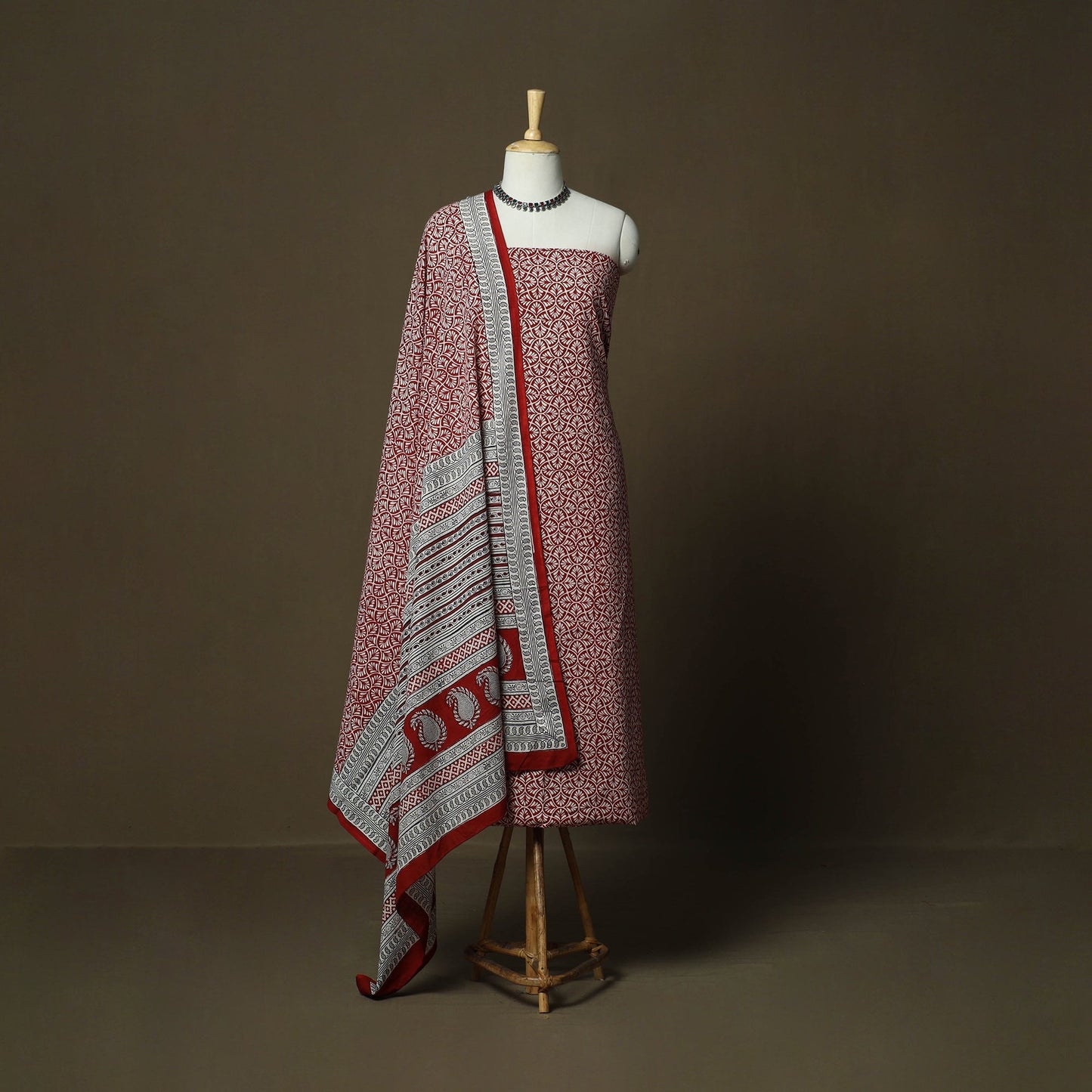 Bagh hand block print natural dyed cotton 3pc unstitched