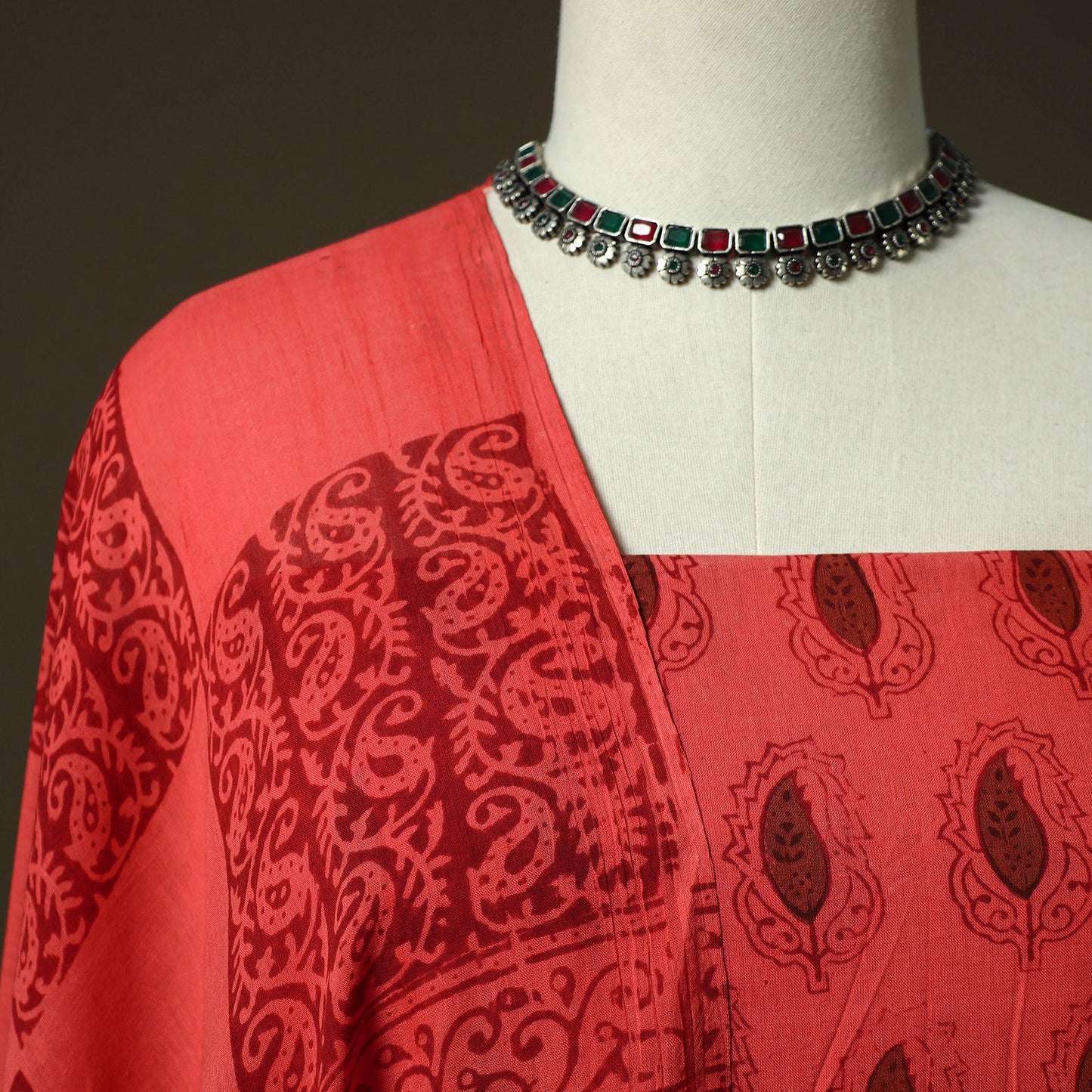 Bagh hand block print natural dyed cotton 3pc unstitched